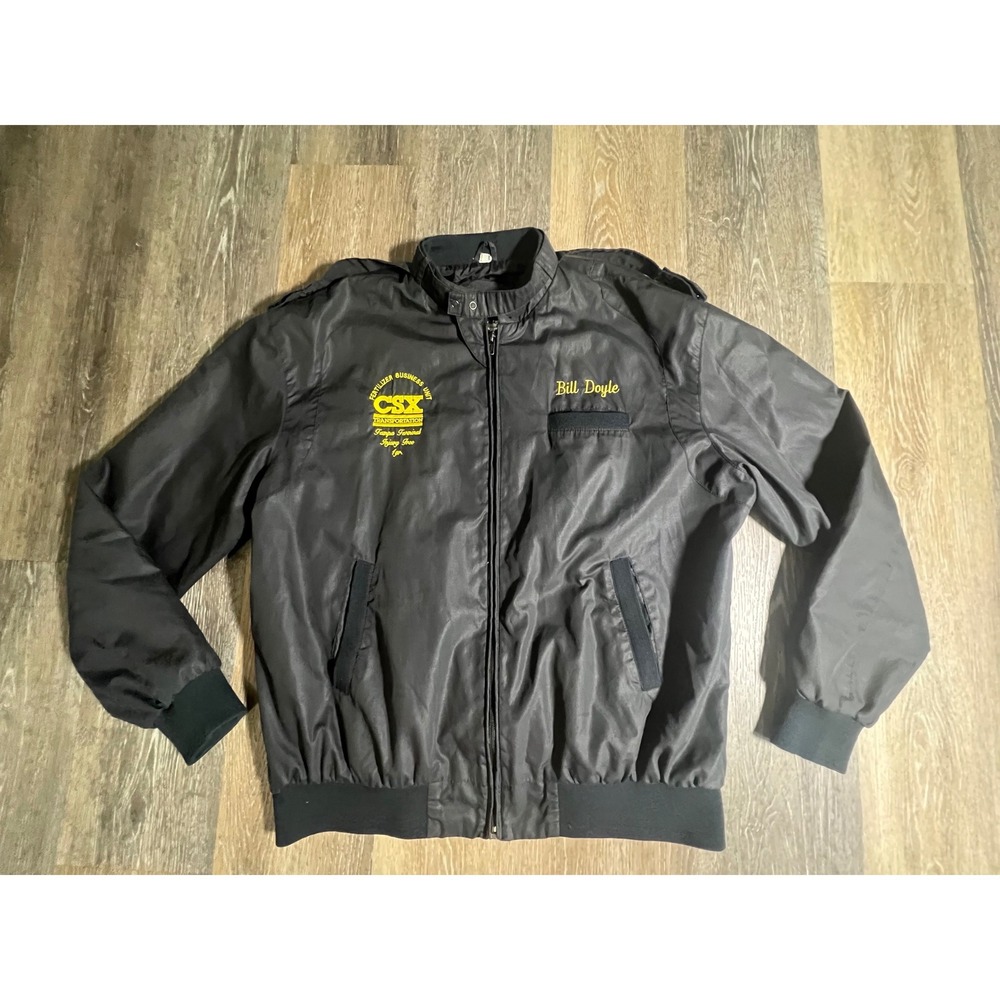 Sunrise Bomber Jacket Mens XL Black Excellent‎ CSX Transportation Embroidered